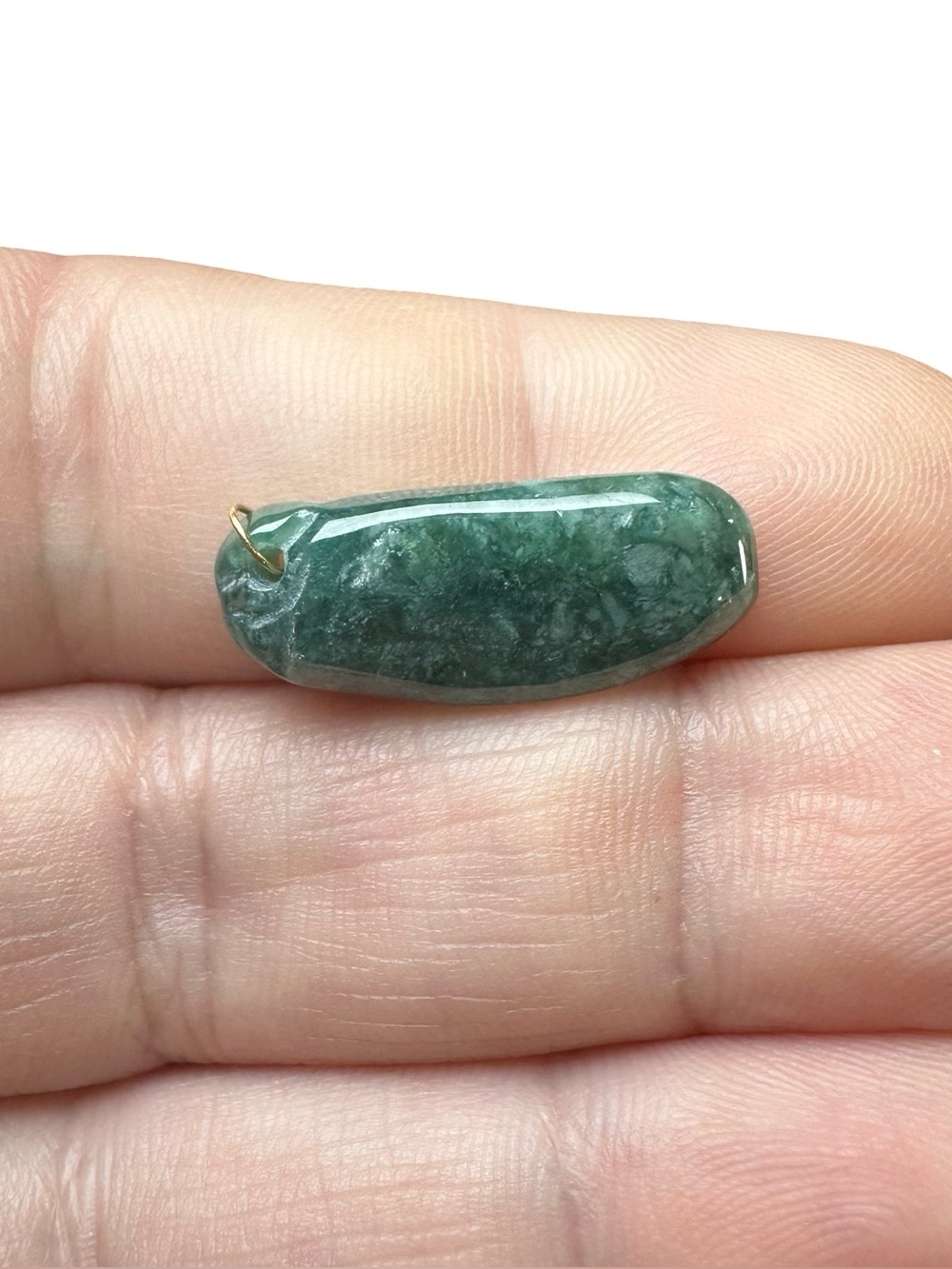 Vtg Natural Jadeite Jade Slab Pendant 18k Yellow Gold Charm 2.22g Translucent